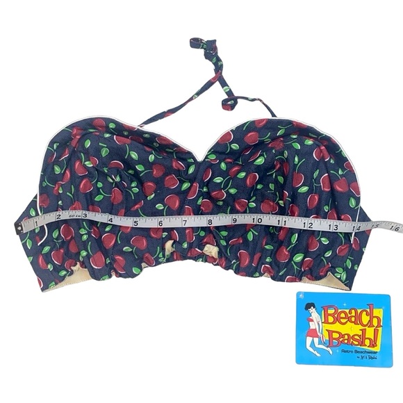 NWT Beach Bash Blue/Red Cherry Swim Top, Size Large - Picture 14 of 17
